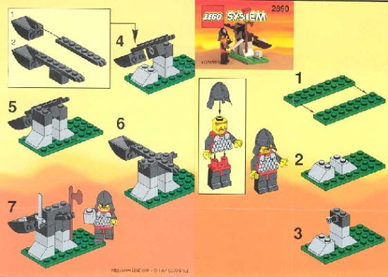 Building Instructions - LEGO - 2890 - CASTLE SINGLE CATAPULT: Page 1