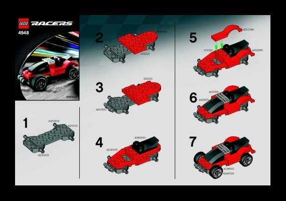 Building Instructions - LEGO - 4948 - Red Racer: Page 1