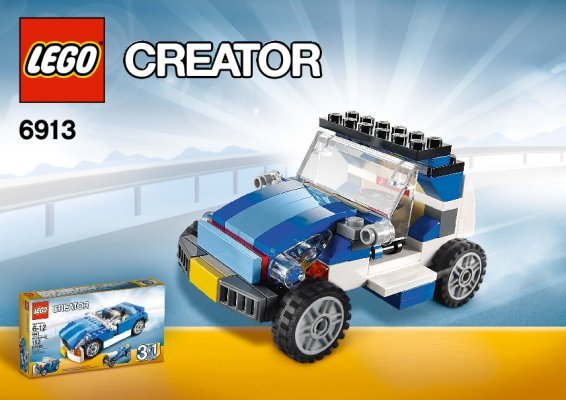 Building Instructions - LEGO - 6913 - Blue Roadster: Page 1