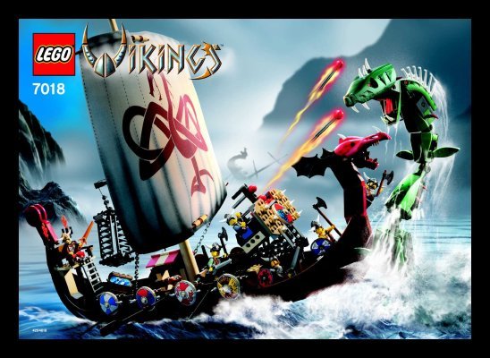 Building Instructions - LEGO - 7018 - Viking Ship challenges the Midgard Serpe: Page 1