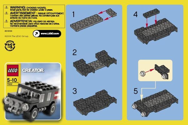 Building Instructions - LEGO - 7602 - Black SUV: Page 1