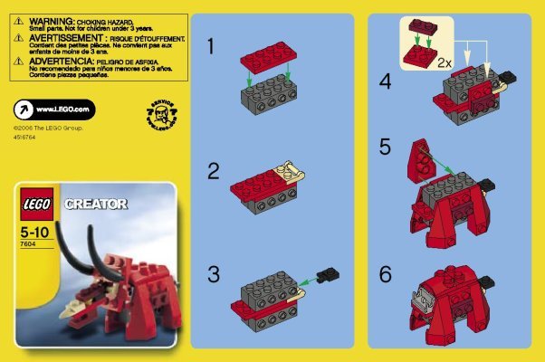 Building Instructions - LEGO - 7604 - Triceratops: Page 1