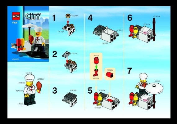 Building Instructions - LEGO - 8398 - BBQ Stand: Page 1