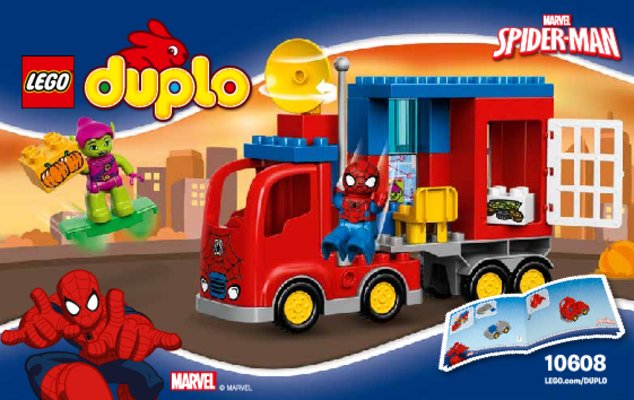 Building Instructions - LEGO - DUPLO - 10608 - Spider-Man Spider Truck Adventure: Page 1