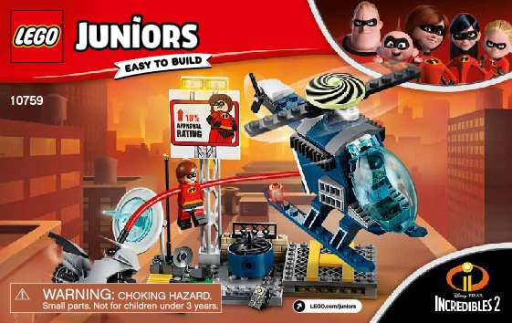 Building Instructions - LEGO - Juniors - 10759 - Elastigirl's Rooftop Pursuit: Page 1