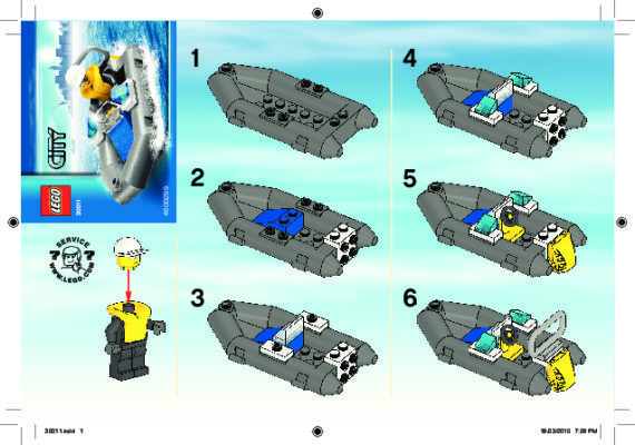 Building Instructions - LEGO - 30011 - Police Dinghy: Page 1