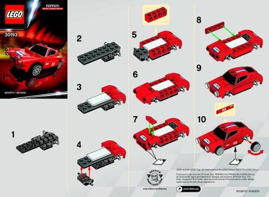 Building Instructions - LEGO - 30193 - 250 GT Berlinetta: Page 1