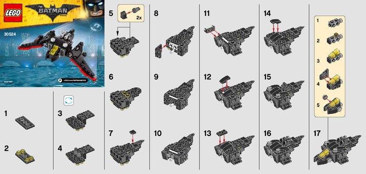 Building Instructions - LEGO - 30524 - The Mini Batwing: Page 1