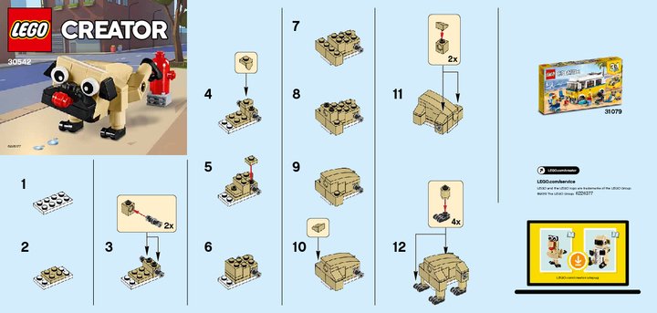 Building Instructions - LEGO - 30542 - Cute Pug: Page 1