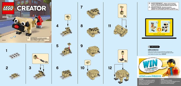 Building Instructions - LEGO - 30542 - Cute Pug: Page 1