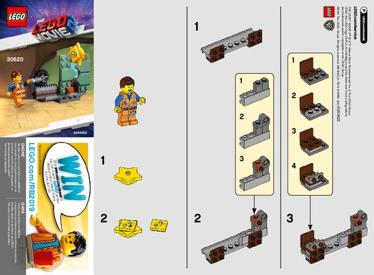 Building Instructions - LEGO - 30620 - Star-Stuck Emmet: Page 1