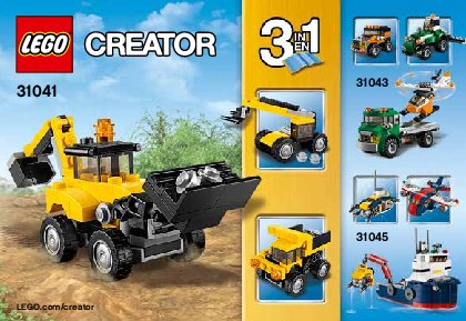 Building Instructions - LEGO - Creator - 31041 - Construction Vehicles: Page 1