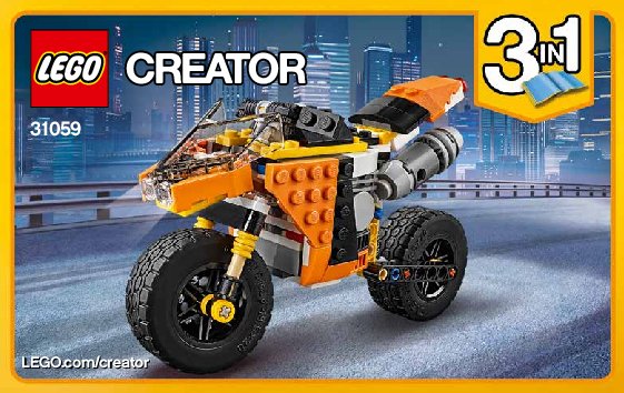 Building Instructions - LEGO - Creator - 31059 - Sunset Street Bike: Page 1