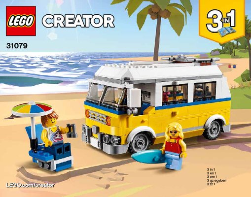 Building Instructions - LEGO - Creator 3-in-1 - 31079 - Sunshine Surfer Van: Page 1