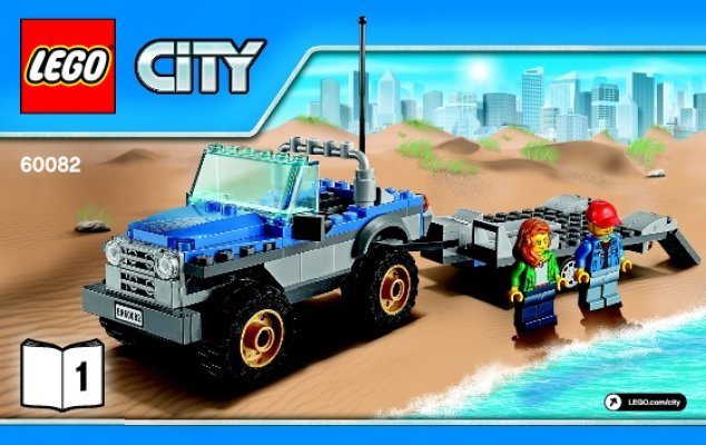 Building Instructions - LEGO - City - 60082 - Dune Buggy Trailer: Page 1