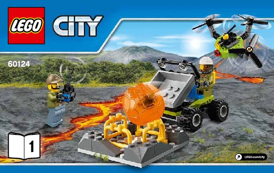 Building Instructions - LEGO - City - 60124 - Volcano Exploration Base: Page 1