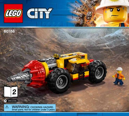 Building Instructions - LEGO - City - 60186 - Mining Heavy Driller: Page 1