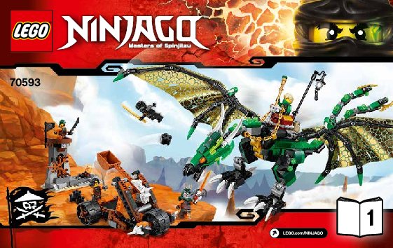 Building Instructions - LEGO - NINJAGO - 70593 - The Green NRG Dragon: Page 1