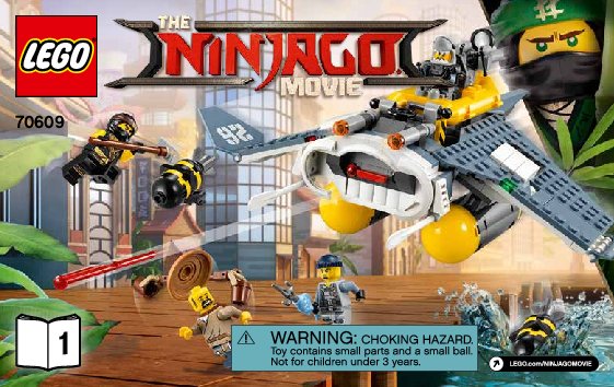 Building Instructions - LEGO - THE LEGO NINJAGO MOVIE - 70609 - Manta Ray Bomber: Page 1