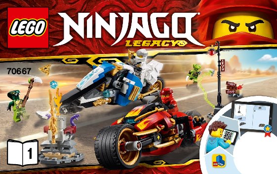 Building Instructions - LEGO - 70667 - Kai's Blade Cycle & Zane's Snowmobile: Page 1