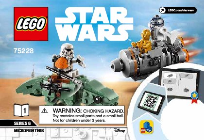 Building Instructions - LEGO - 75228 - Escape Pod vs. Dewback™ Microfighters: Page 1