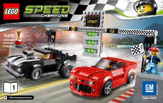 Building Instructions - LEGO - Speed Champions - 75874 - Chevrolet Camaro Drag Race: Page 1