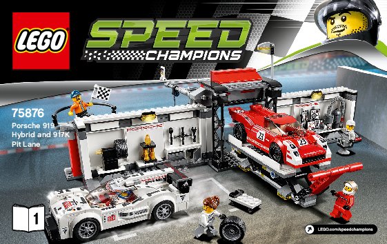 Building Instructions - LEGO - Speed Champions - 75876 - Porsche 919 Hybrid and 917K Pit Lane: Page 1