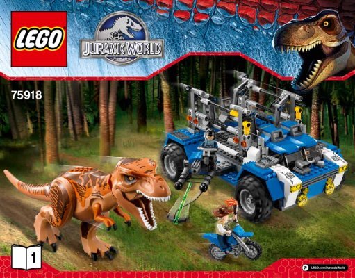 Building Instructions - LEGO - Jurassic World - 75918 - T. rex Tracker: Page 1