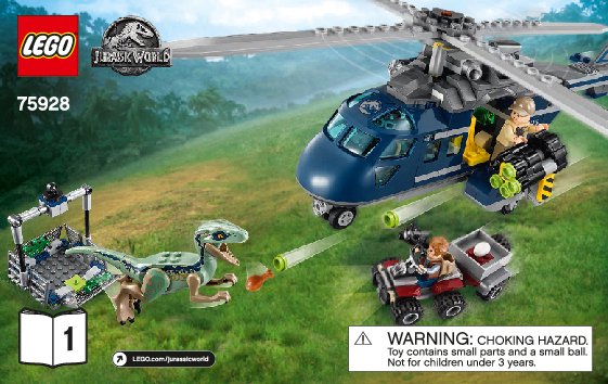 Building Instructions - LEGO - Jurassic World - 75928 - Blue's Helicopter Pursuit: Page 1