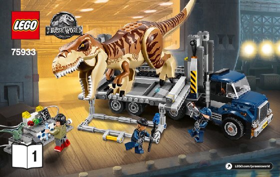 Building Instructions - LEGO - Jurassic World - 75933 - T. rex Transport: Page 1