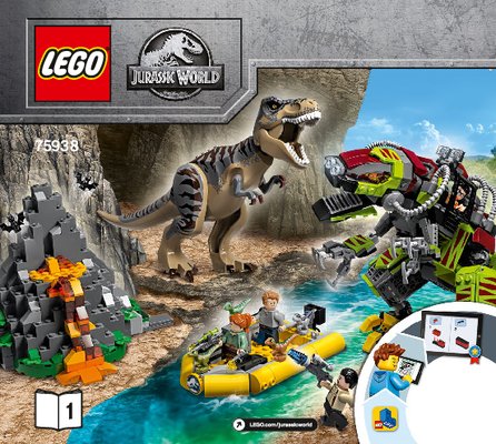 Building Instructions - LEGO - 75938 - T. rex vs Dino-Mech Battle: Page 1