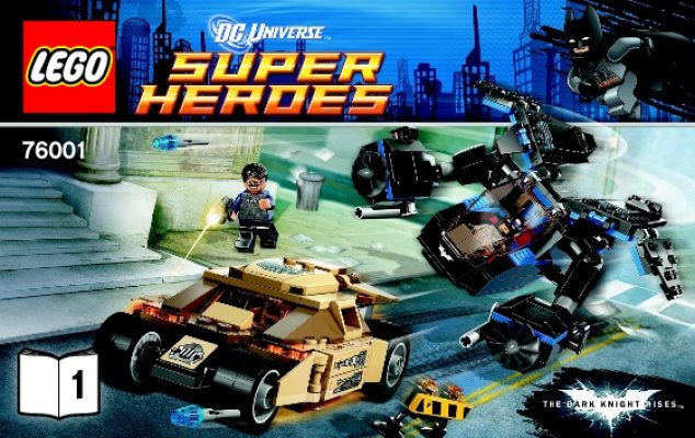 Building Instructions - LEGO - DC Comics Super Heroes - 76001 - The Bat vs. Bane™: Tumbler Chase: Page 1