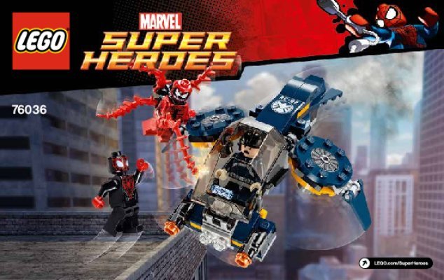 Building Instructions - LEGO - Marvel Super Heroes - 76036 - Carnage’s SHIELD Sky Attack: Page 1