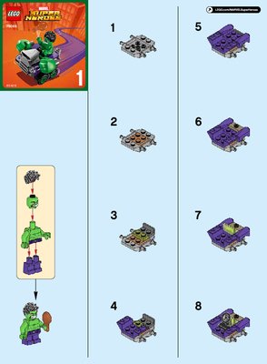 Building Instructions - LEGO - Marvel Super Heroes - 76066 - Mighty Micros: Hulk vs. Ultron: Page 1