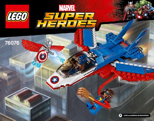 Building Instructions - LEGO - Marvel Super Heroes - 76076 - Captain America Jet Pursuit: Page 1