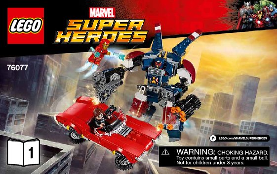 Building Instructions - LEGO - Marvel Super Heroes - 76077 - Iron Man: Detroit Steel Strikes: Page 1