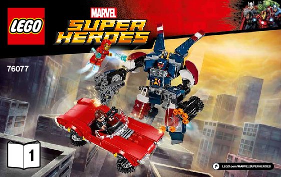 Building Instructions - LEGO - Marvel Super Heroes - 76077 - Iron Man: Detroit Steel Strikes: Page 1