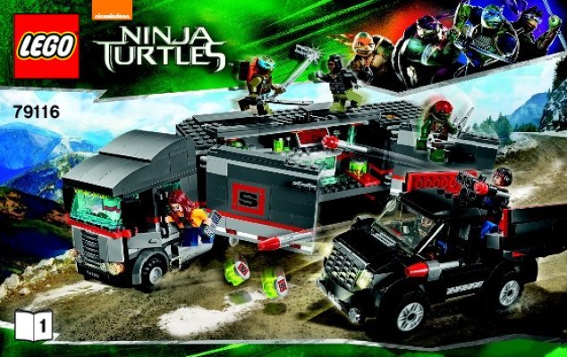 Building Instructions - LEGO - Teenage Mutant Ninja Turtles - 79116 - Big Rig Snow Getaway: Page 1